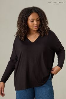 Live Unlimited Curve Jersey Long Sleeve Black Top (E93763) | kr880