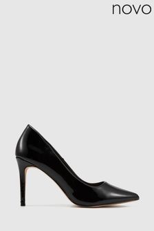 Novo Black Patent Wide Fit Impossible Point Court Shoes (E94088) | 191 SAR