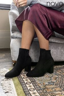 Novo Black Regular Fit Holland Stretch Block Ankle Boots (E94113) | €51