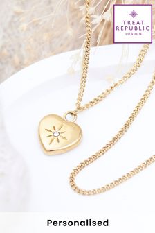 Treat Republic Gold Tone Personal Celestial Heart Pendant and Necklace (E94679) | AED194