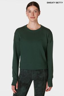 أخضر - Sweaty Betty After Class Crop Sweatshirt (E95079) | ر.ق223