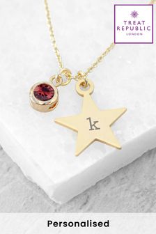 Doré - Treat Republic Tone Personalised Star With Birthstone Crystal Necklace (E95135) | €40