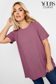 Yours Curve Pink Ribbed T-Shirt (E95253) | $32