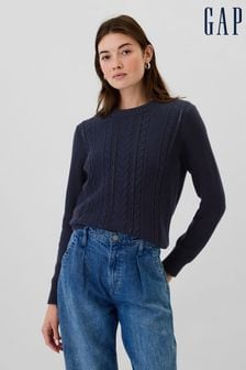 Niebieski - Gap Cable Knit Crew Neck Jumper (E95868) | 190 zł