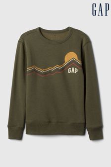 Zielony - Gap Logo Graphic Sweatshirt (4-13yrs) (E95980) | 115 zł