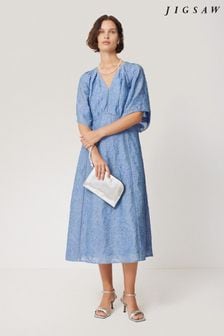 Jigsaw Blue Textured Jacquard Dress (E95998) | $317