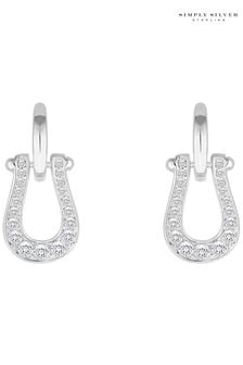 Simply Silver Silver Tone Sterling 925 Cubic Zirconia Horseshoe Earrings (E96108) | SGD 58