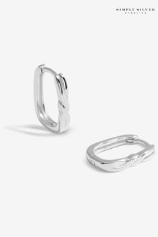 Simply Silver Silver Tone Sterling 925 Polished Rectangular Twist Hoop Earrings (E96152) | kr234