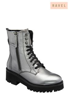 Ravel Grey Leather Zip-Up Ankle Boots (E96358) | LEI 597