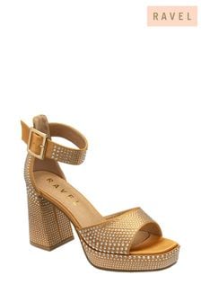 Ravel Gold Satin Heeled Sandals (E96384) | kr1 370