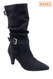 כחול  - Ravel Suede Pointed-toe Mid-calf Boots (E96402) | ‏578 ‏₪