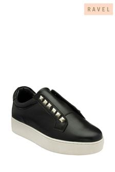 Ravel Black Leather Slip-On Trainers (E96412) | $137