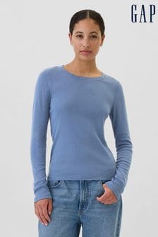 Blå - Gap Favourite Cotton-modal Crew Neck Long Sleeve T-shirt (E96616) | kr340