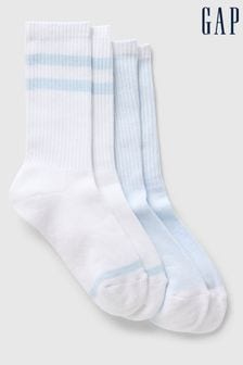 Белый - Gap Adults 2 Pack Stripe Crew Socks (E96625) | €9