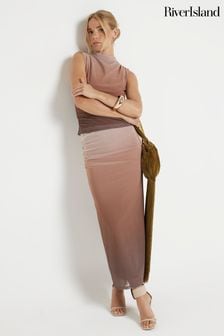 Brown skirt river island discount