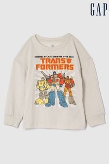 Gap Beige Transformers Graphic Long Sleeve Crew Neck T-Shirt (6mths-5yrs) (E96951) | €16