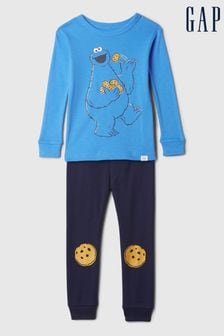 Gap Blue Cotton Sesame Street Pyjama Bottoms & Long Sleeve Set (12mths-5yrs) (E96965) | 115 zł