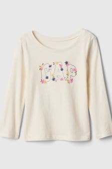 Gap Cream Long Sleeve Logo Graphic T-Shirt (6mths-5yrs) (E97260) | €12