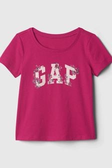 Gap Pink Floral Logo Graphic Short Sleeve T-Shirt (6mths-5yrs) (E97288) | €9