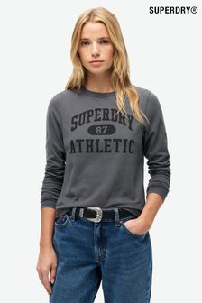 Superdry Grey Slim Athletic Essentials Ringer Long Sleeved Top (E98033) | AED150