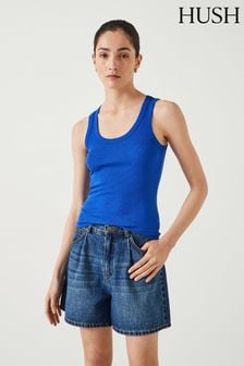 Hush Blue Ribbed Scoop Neck Vest (E98168) | ₪ 146