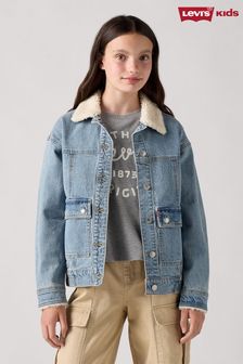 Girls borg denim jacket shop