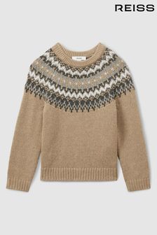 Reiss Mouse Melange Trentwith 13-14 yrs Fair-Isle Jumper with Cotton and Wool (E98359) | €70