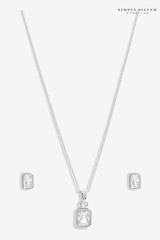 Simply Silver Silver Tone 925 Cubic Zirconia Cushion Set With Gift Boxed (E98400) | €51