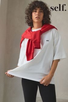 Λευκό - Self. Oversized Heavyweight T-shirt (E98603) | €36