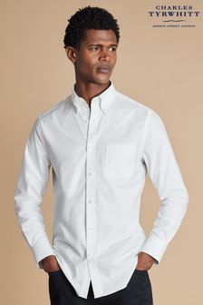 Charles Tyrwhitt White Slim Fit Plain Button Down Non Iron Stretch Oxford Shirt (E99296) | $165