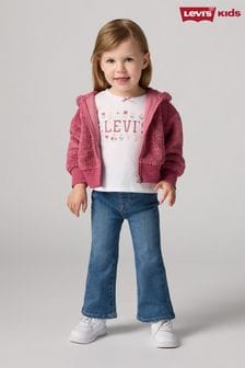 Levi's® Pink Baby Flare Jeggings, Logo T-Shirt And Zip-Up Hoodie 3 Piece Set (E99687) | 315 zł