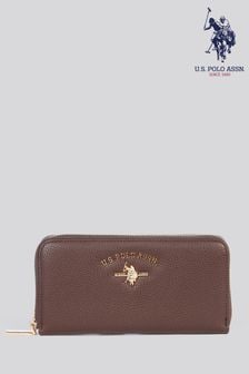 U.S. Polo Assn Brown Womens Stanford Large Zip Around Wallet (F02699) | $103