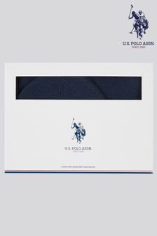 U.S. Polo Assn. Blue Mens Luxury Rib Knit Beanie And Scarf Box Set (F03462) | $86