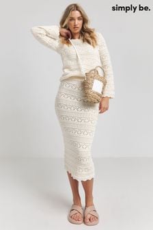 Simply Be Cream 100% Cotton Crochet Co-ord Jumper (G41781) | $55