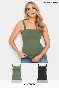 Long Tall Sally Green Square Neck Cami Vest 2 Pack (G95074) | LEI 137
