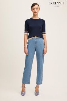 LK Bennett Micha Spring & Birch Cotton Blend Ribstart Jersey Top