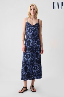 Синий - Платье-комбинация миди Gap (H58010) | €53