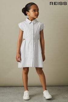 Reiss Blue Elliot 4-9 yrs Cotton Embroidered Cut-Out Dress (H58756) | $115