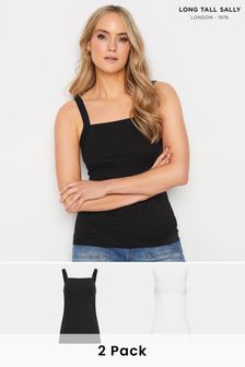 أسود - Long Tall Sally Square Neck Cami Vest 2 Pack (H71013) | 128 د.إ