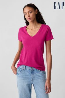 Розовый - Gap Short Sleeve V Neck T-shirt (H91986) | €14