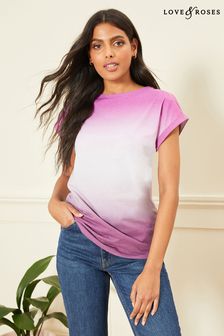 Love & Roses Purple Ombre Roll Sleeve T-Shirt (JT9688) | $27