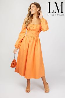 Little Mistress Orange Wilson Denim Bardot Midi Dress (K00264) | ₪ 349