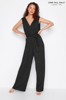 Long Tall Sally Black Pleated Jersey Jumpsuit (K00538) | R882