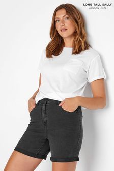 שחור - ג'ינס קצר של Long Tall Sally בגימור מכובס (K00550) | ‏130 ₪