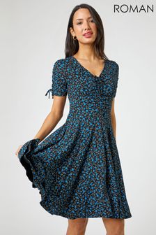 Чайное платье со сборкой и цветочным принтом Roman (K00562) | 22 970 тг