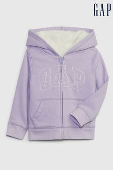 Gap Purple Logo Sherpa Zip Up Hoodie (12mths-5yrs) (K00637) | €47