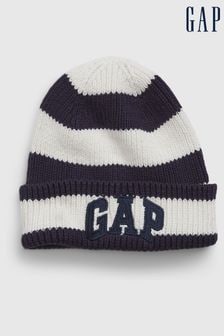 Gap Navy/White Stripe Toddlers Organic Cotton Arch Logo Beanie (K00644) | LEI 72