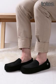 Gri - Papuci de casă din piele întoarsă artificială cu talpă cu crampoane Totes (K00767) | 200 LEI