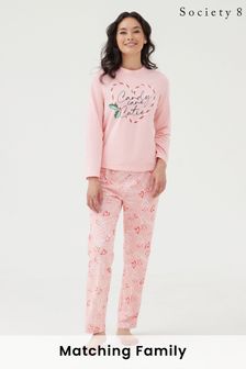Pink „Candy Cane Cutie“ - Society 8 Damen Weihnachtspyjama (Teil der Familienkollektion) (K00843) | 32 €