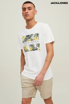 JACK & JONES White Floral Short Sleeve Printed Logo T-Shirt (K00853) | ₪ 46